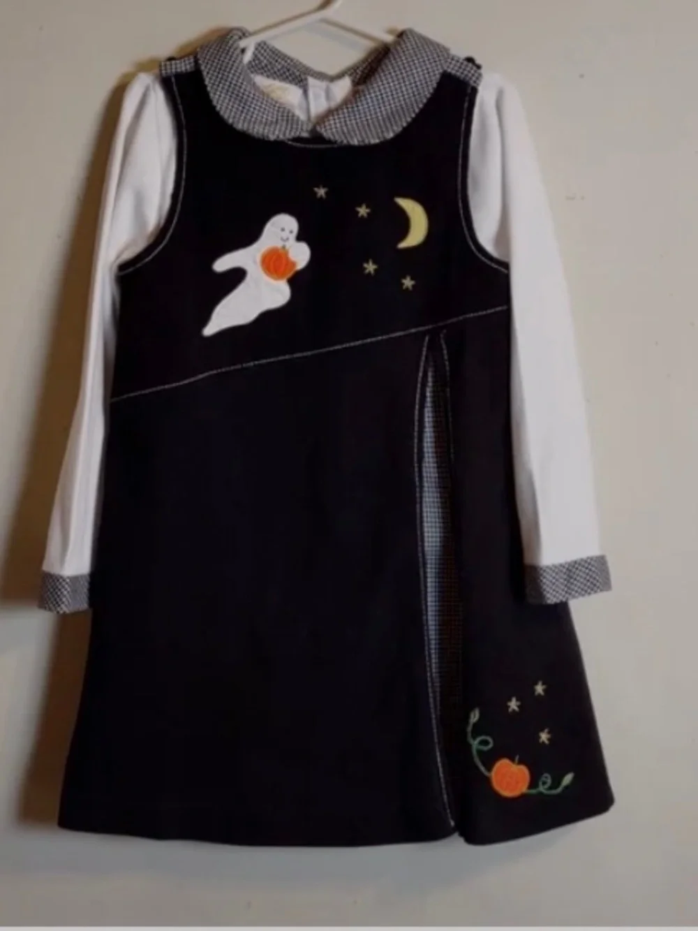 🎃 90’s RARE EDITIONS Girls Halloween Dress Jumper ghost pumpkin